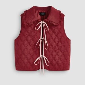 Cider Red Quilted Vest with Pink Accents small never wore